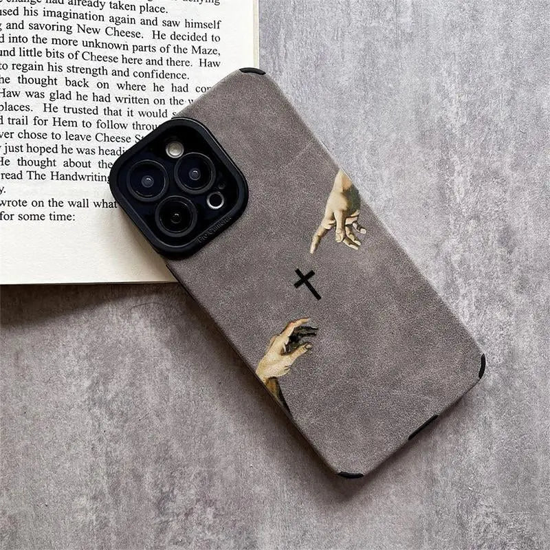 God'S Hand Pattern Fine Hole Imitation Fur Phone Case Suitable for Iphone 17 16 15 14 13 12 11 Pro Max plus X XS Max anti Drop Phone Case