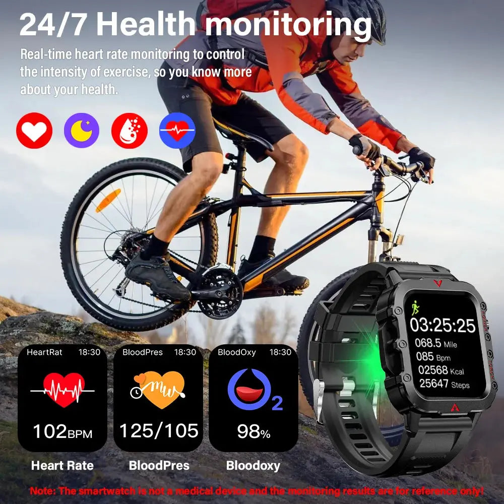 New Men'S Smart Watch LED Flashlight Outdoor Sports Smart Watch Wristwatch Health Monitoring Smart Watch