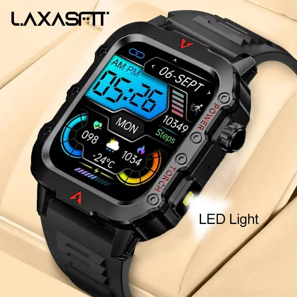 New Men'S Smart Watch LED Flashlight Outdoor Sports Smart Watch Wristwatch Health Monitoring Smart Watch