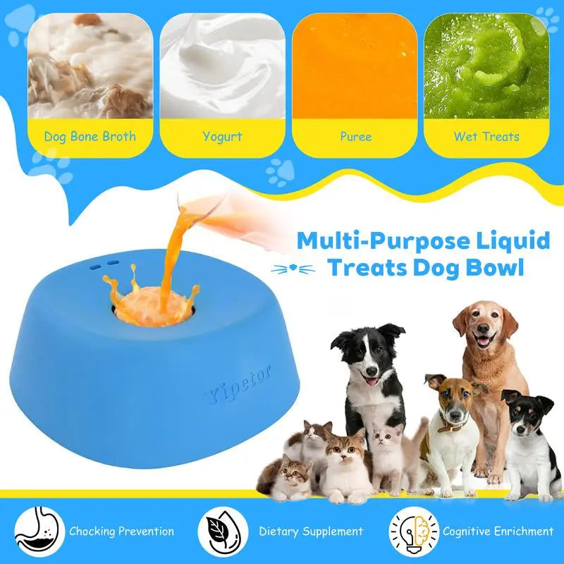 Yipetor Slow Feeder Dog Bowls for Liquid Treat, [Built-In Rolling Ball] No Spill Bone Broth Dog Licking Bowl, Multi-Purpose Puppy Yogurt Feeder Bowl for All Breeds Dietary Supplement/Post-Op Nutrition Feeding