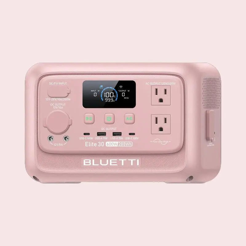 BLUETTI Elite 30 V2 Portable Solar Generator 288Wh Battery 600W AC Output 9 Ports for Camping & Backup Power Station with Smart App & 10Ms UPS