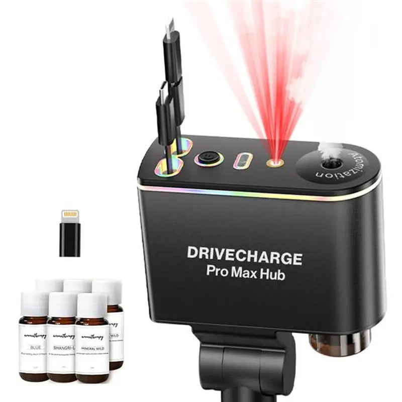 Smart Retractable Car Charger & Air Freshener - 66W Fast Charging with Dual Type-C/Lightning Adapter for All Phones, Starlight Projector Mood Light & Aromatherapy Diffuser,Includes 6 X 10Ml Perfumes,Ideal Car Accessories & Christmas Gift for Men