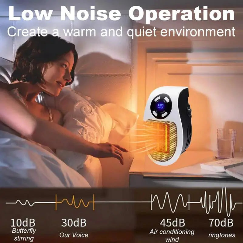 Space Heater for Pet Room, Remote Wall Outlet Electric Small Space Heater as Seen on TV with Adjustable Thermostat and Timer and Led Display, Compact for Pet Room, Bathroom