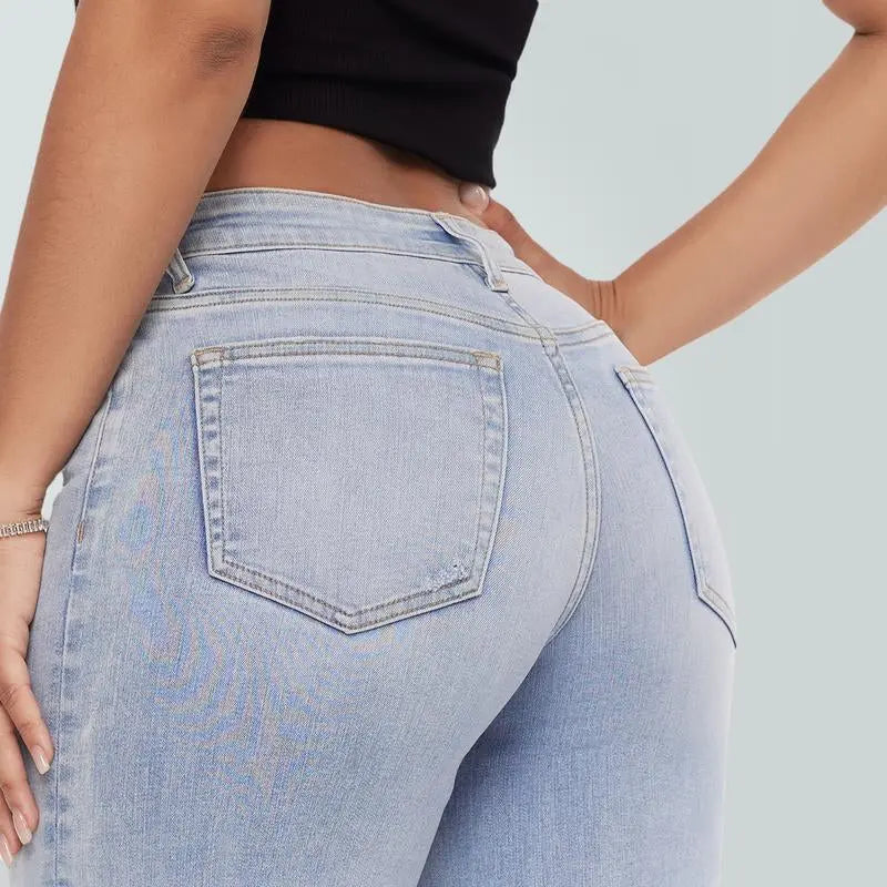 Magic ONESO Mid-Low Rise Baggy Jeans Stretchy Wide Leg for Women Distressed Pants Womenswear Bottom 8001 Lady Basic Minimalist Comfortable Denim Tummy Control Curve Hugging plus Size Regular Size BBL