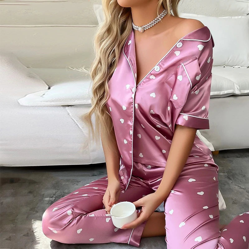 Women's Heart Print Pajama Set FRATOZ