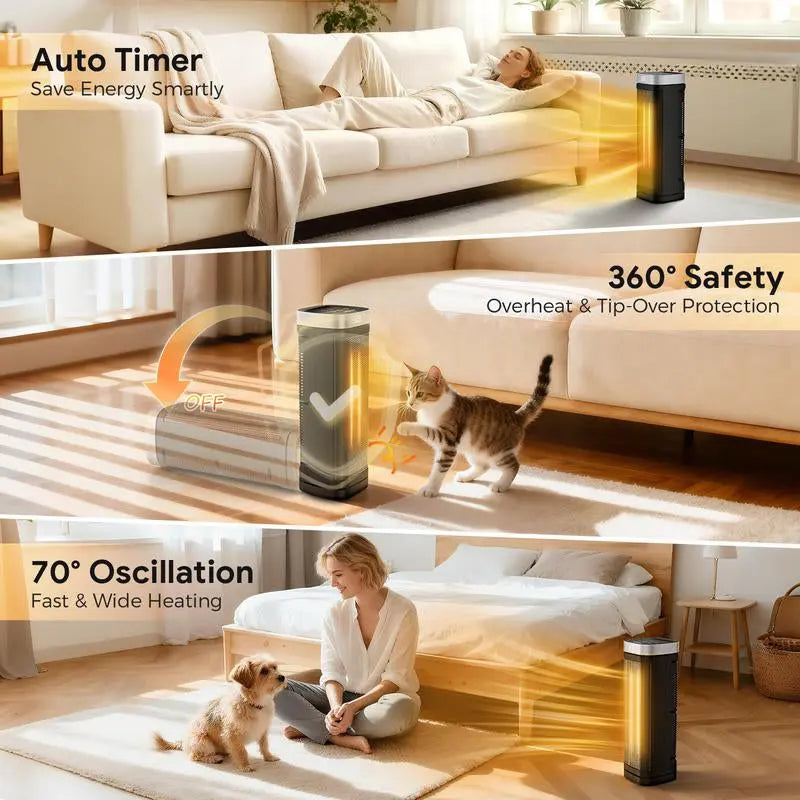 Smart Wall Heater, 1500W Fast Heating Electric Space Heater for Indoor Use, Wall Mounted Panel Heater with Oscillation Modes, 24-Hour Timer Overheat Protection for Bedroom, Bathroom, Office