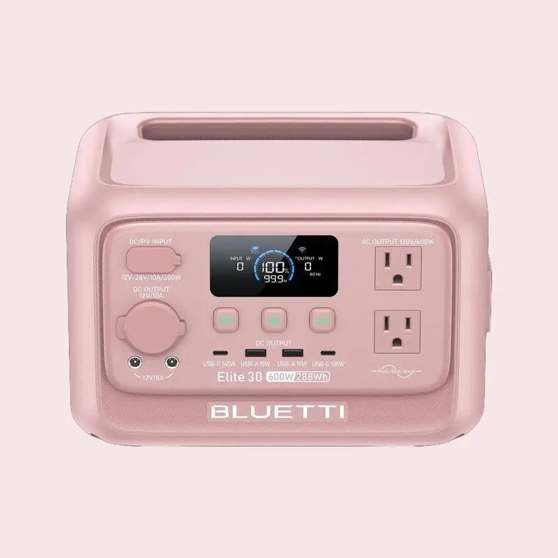 BLUETTI Elite 30 V2 Portable Solar Generator 288Wh Battery 600W AC Output 9 Ports for Camping & Backup Power Station with Smart App & 10Ms UPS