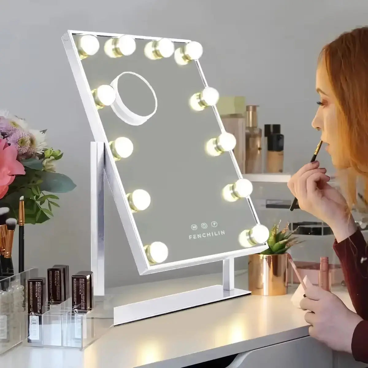 White Vanity Mirror with Lights