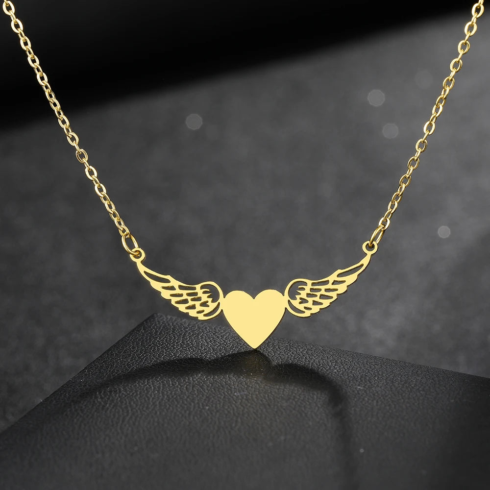 Love Heart Angel Wings Necklace FRATOZ