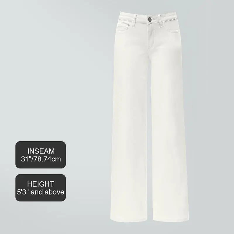 Magic ONESO Mid-Low Rise Baggy Jeans Stretchy Wide Leg for Women Distressed Pants Womenswear Bottom 8001 Lady Basic Minimalist Comfortable Denim Tummy Control Curve Hugging plus Size Regular Size BBL