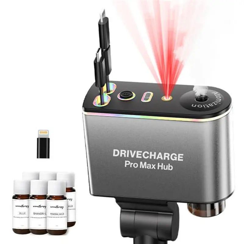 Smart Retractable Car Charger & Air Freshener - 66W Fast Charging with Dual Type-C/Lightning Adapter for All Phones, Starlight Projector Mood Light & Aromatherapy Diffuser,Includes 6 X 10Ml Perfumes,Ideal Car Accessories & Christmas Gift for Men