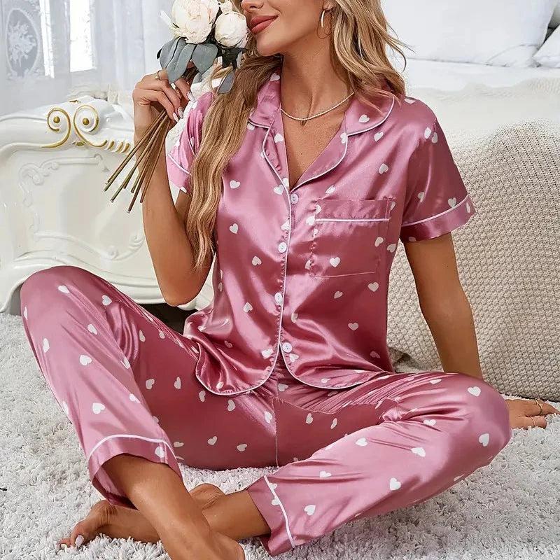 Women's Heart Print Pajama Set FRATOZ