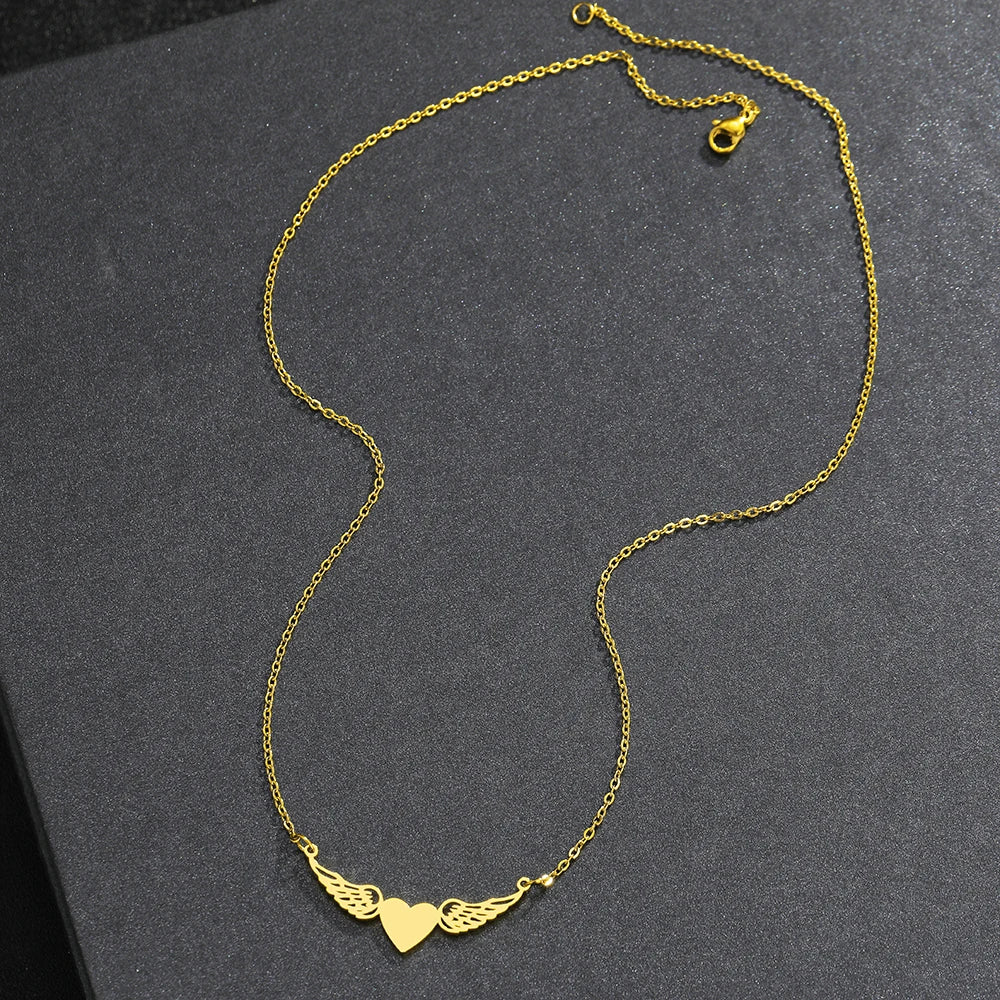Love Heart Angel Wings Necklace FRATOZ