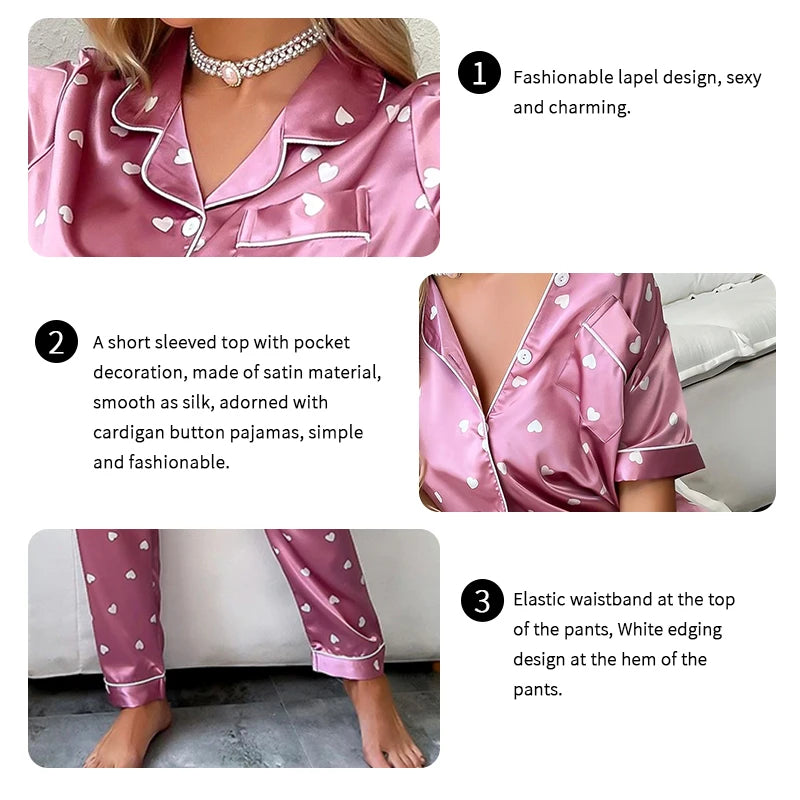 Women's Heart Print Pajama Set FRATOZ