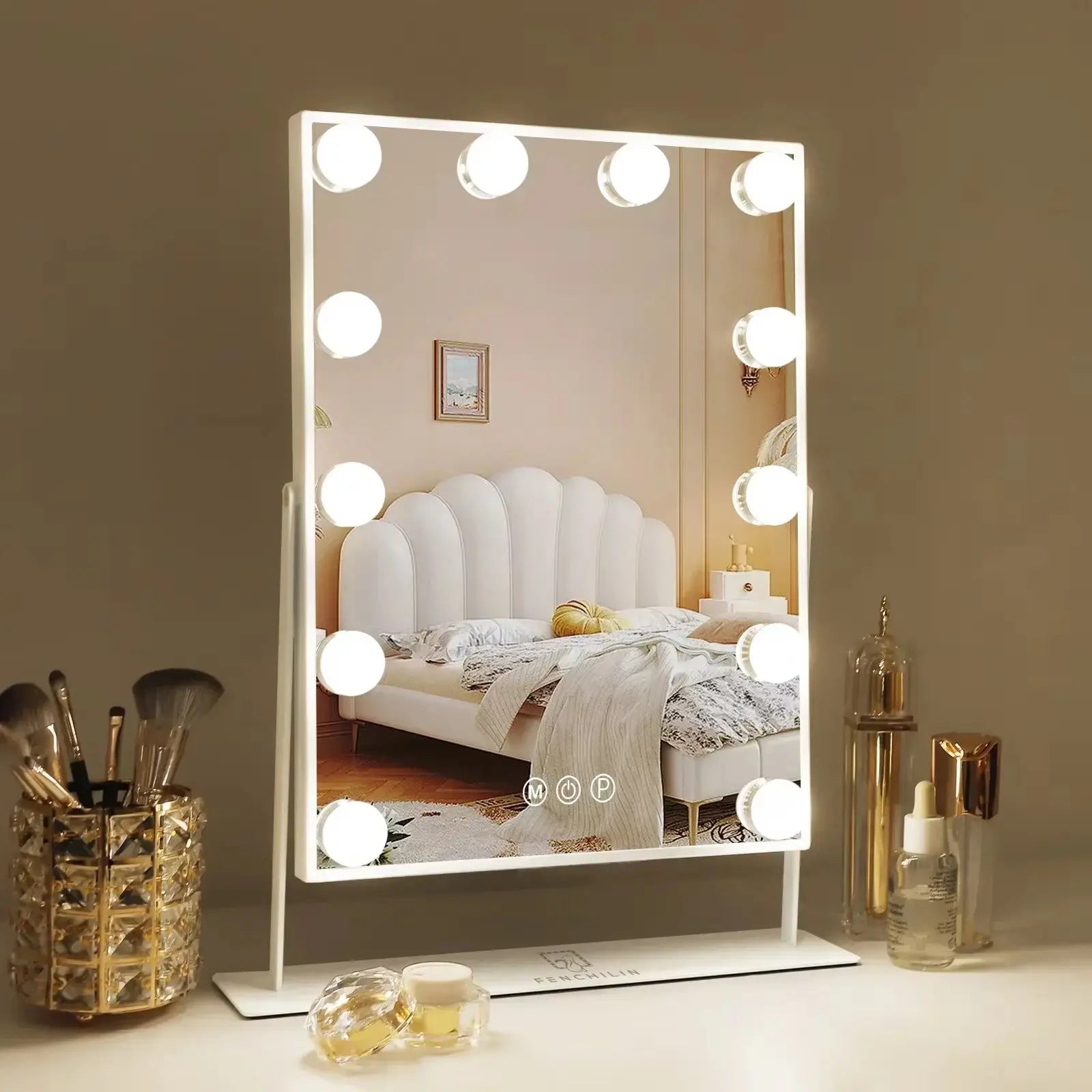 White Vanity Mirror with Lights